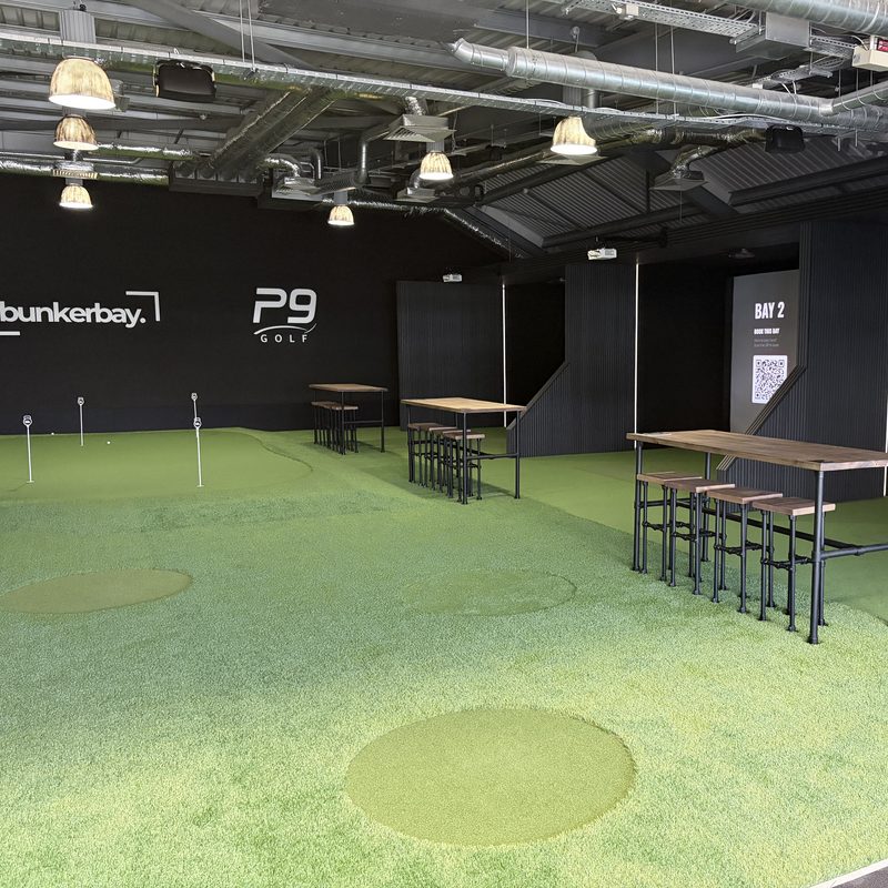 Simulator bays and putting green at Bunkerbay Christchurch